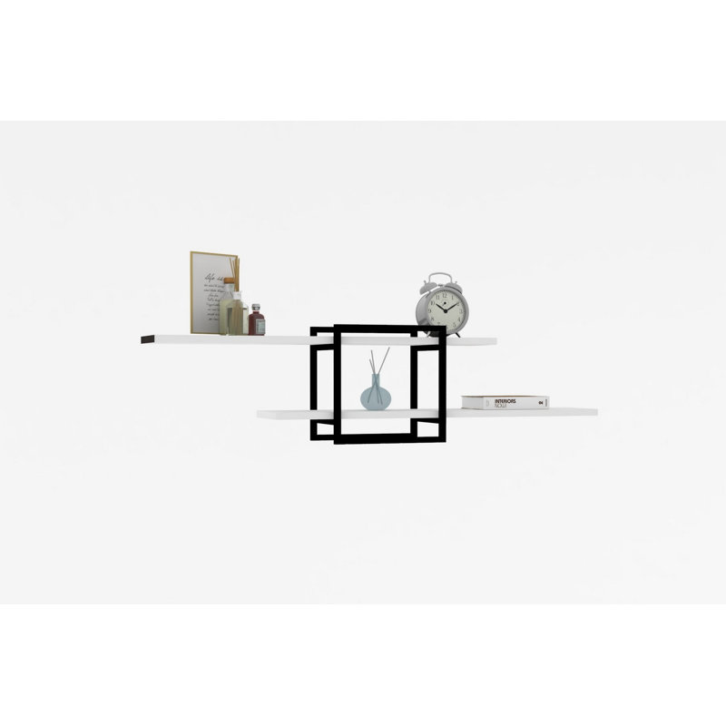 Modern Wall Shelf, White, 47.2 x 11.8 x 7.1 inches | 100% Melamine Coated Particle Board, Thickness: 0.7 inches | Multiple Shelves, Fixed to Wall | Stylish Storage Solution for Home & Office Décor