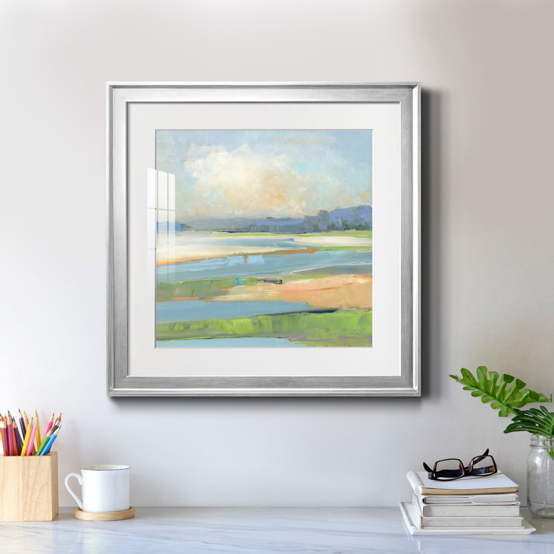 Pastel Coast - Reproduction d'art sur papier encadrée, Papier avec cadre argenté, H 17,5 po x l 17,5 po x P 1,5 po