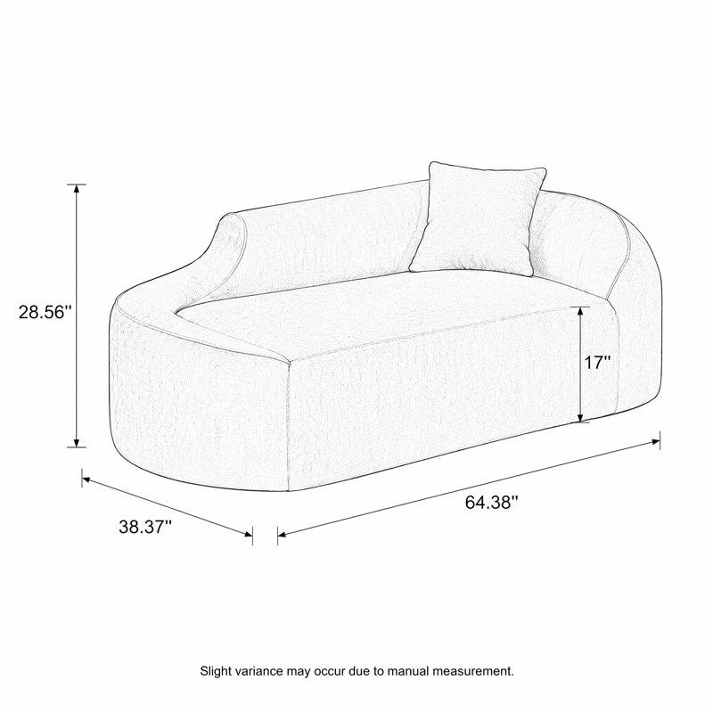 Modern Curved Chenille Chaise Longue Chair, Deep Seat Sleeper Sofa Couch with Accent Pillow, No Assembly Required Lounger for Living Room and Bedroom