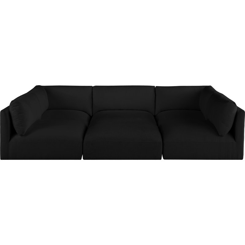 Ivanko Upholstered U-Shaped Sectional Reversible, Black Polyester Fabric