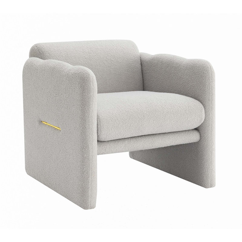 Fauteuil avec accoudoirs ondulés, Gris clair