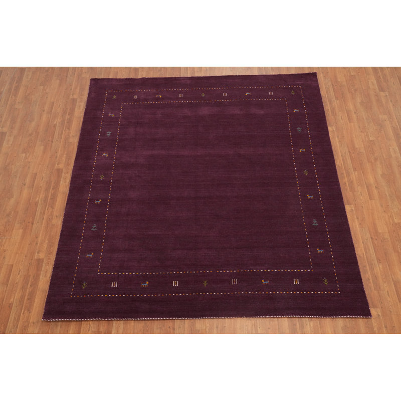 Tapis mauve à motif indien Gabbeh 9 x 9