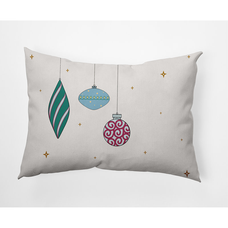 Holiday Cheer Outdoor Reversible Throw Pillow, Ice