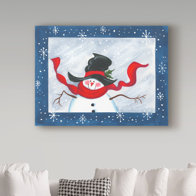 « bonhomme de neige centré », art sur toile, H 14 po x l 19 po x P 2 po