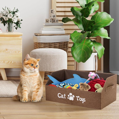 2X plus épais bac à jouets pour chat Boîte à jouets pliable pour chat Panier à jouets pour chat robuste Lit de rangement pour jouets pour organiser les jouets pour chats Traite les vêtements et les accessoires