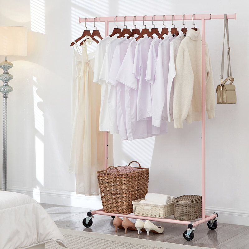 Clothes Rail Adjustable Height & Width, Pink