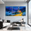 Abstrait, ciel nocturne, montagnes, chemin d'églises, étoiles, ensemble de 3 impressions sur toile-2066482635