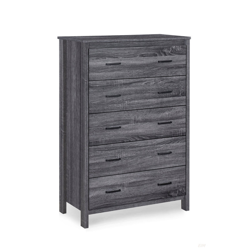 Commode 5 tiroirs Toolless, Gris foncé