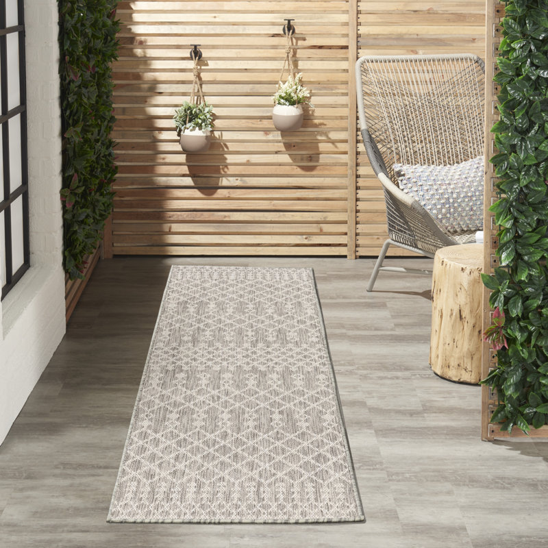 Robbs Rectangle Indoor/Outdoor Area Rug, Runner 2' x 6', Light Gray
