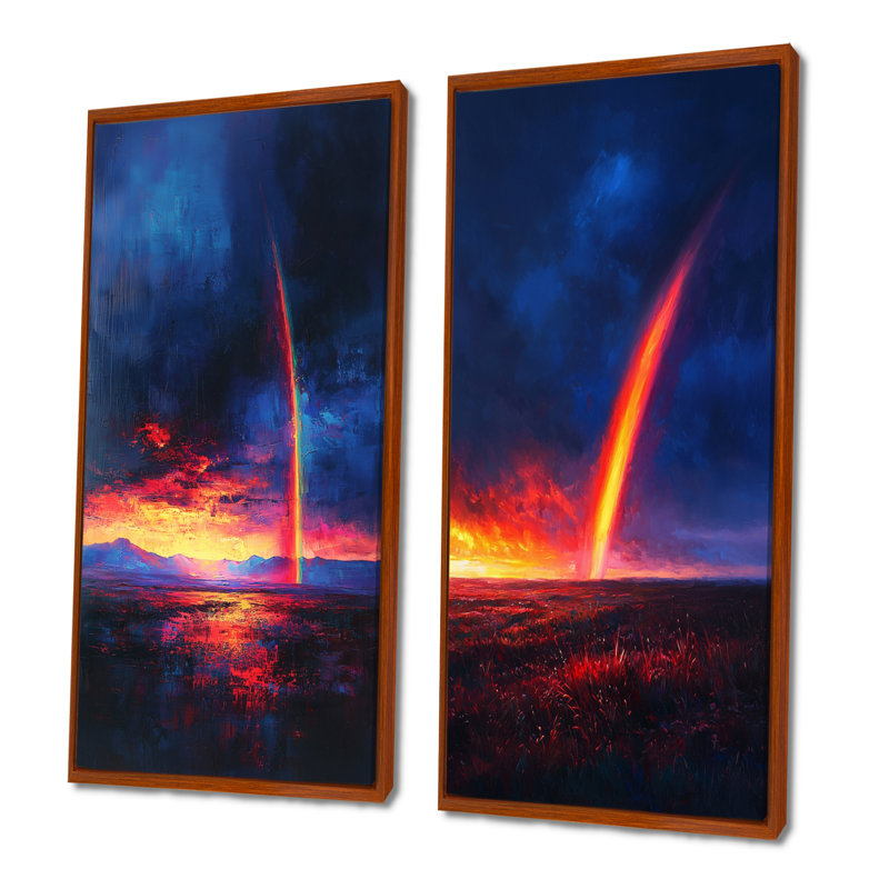 Rainbow After The Storm I - Collection d'art sur toile 2 pièces, 28" H x 25" W, Cadre flottant brun