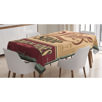 Vintage Tablecloth, Vintage Rusty Pop Art Style Sign For Wine Shop Past Time Adds Bohemian Art Print, Rectangular Table Cover For Dining Room Kitchen -  East Urban Home, 00CA522EF9AB47B592656929A43F4467