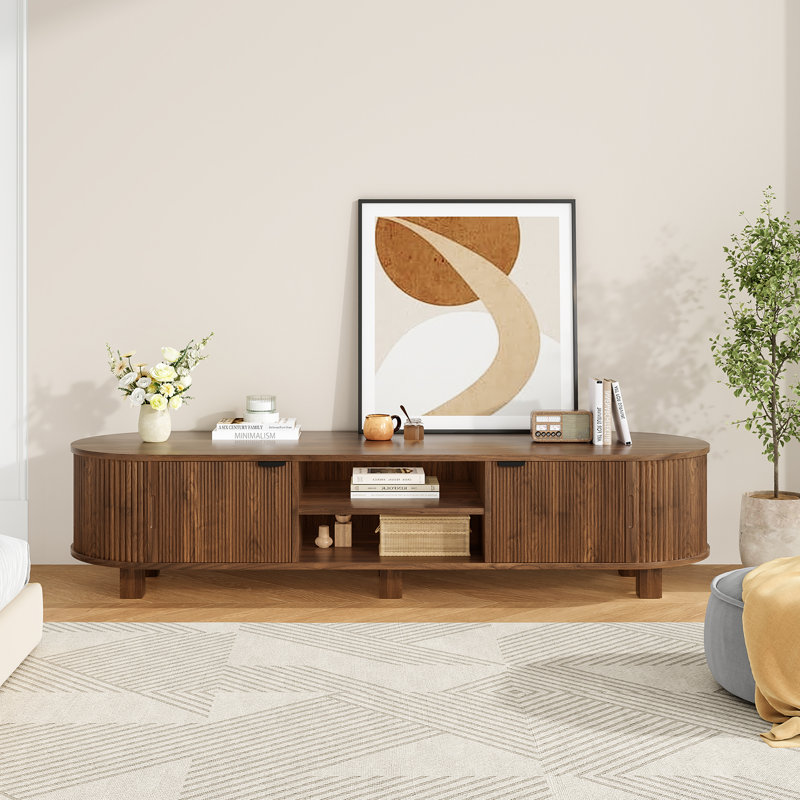 Modern TV Stand For Tvs Up To 75", Oak
