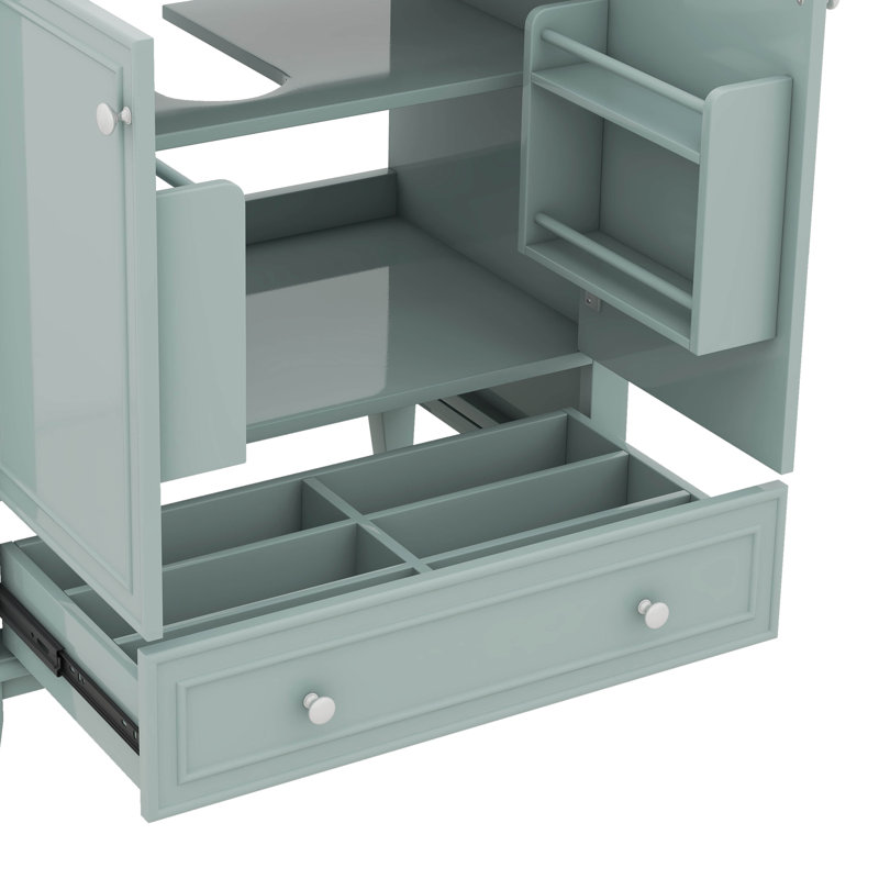 Meuble-lavabo 30 po avec évier encastré encastré et tiroir, Vert