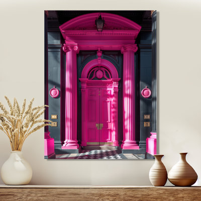Porte de banque rose et noire - salon d'art mural Banks