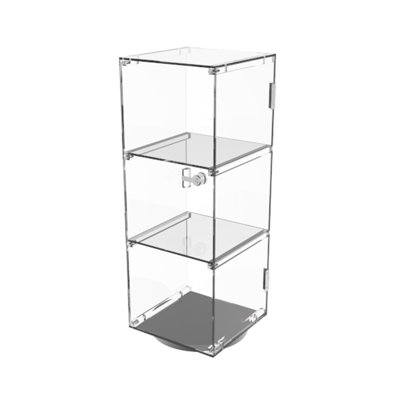 FixtureDisplays 6" x 6" x 16" Rotating Mini Acrylic Tower Showcase Display