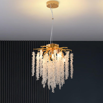 Modern Gold Tree Branch Crystal Chandelier, 12", G9 (No Bulb)