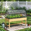 60 x 120cm Raised Garden Bed with Wooden Base, Elevated Planter for Vegetables and Flowers, Natural Wood Finish