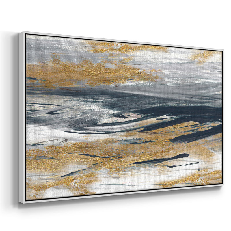 Tumultueux bleu marine, reproduction sur toile, H 17 po x l 25 po x P 2 po, Blanc