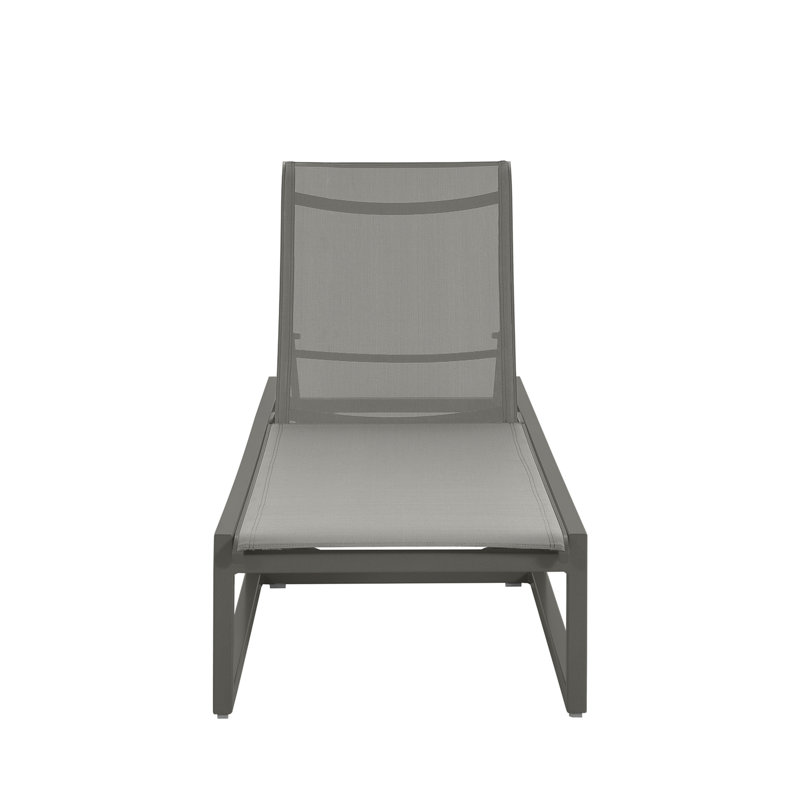 Serenata 76" Long Reclining Single Chaise, Gray/Gray Sling