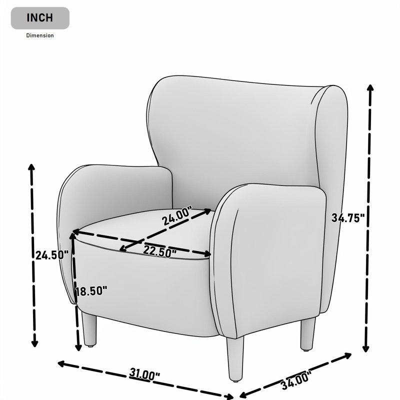 Fauteuil club à oreilles rembourré