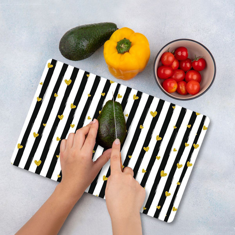 Flourish Premium Tempered Glass Cutting Board, 9.8 x 13.8 inches | 100% Antibacterial, Easy Clean, Non-Slip Silicone Feet | Durable Kitchen Essential for Safe Food Preparation, Stylish and Functional Design