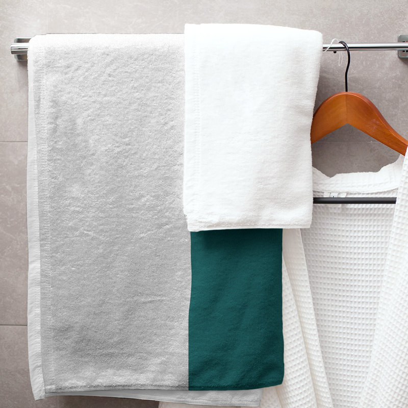 Bath Towel, White/Sea Green
