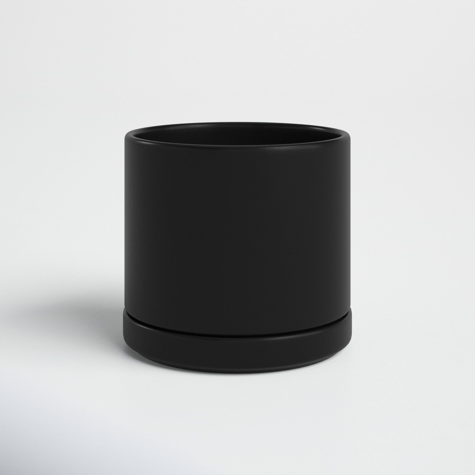 Cheryl 16" Ceramic Pot Planter, Black, 7.5" H x 8" W x 8" D