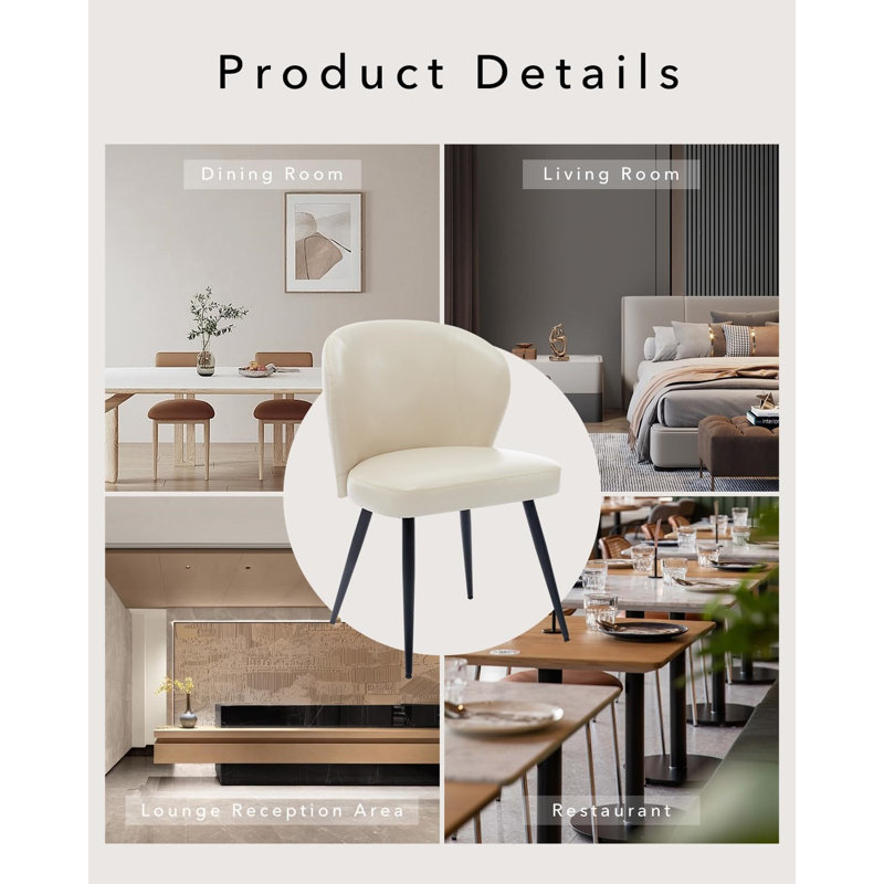 49cm H Metal Side Chair, Beige