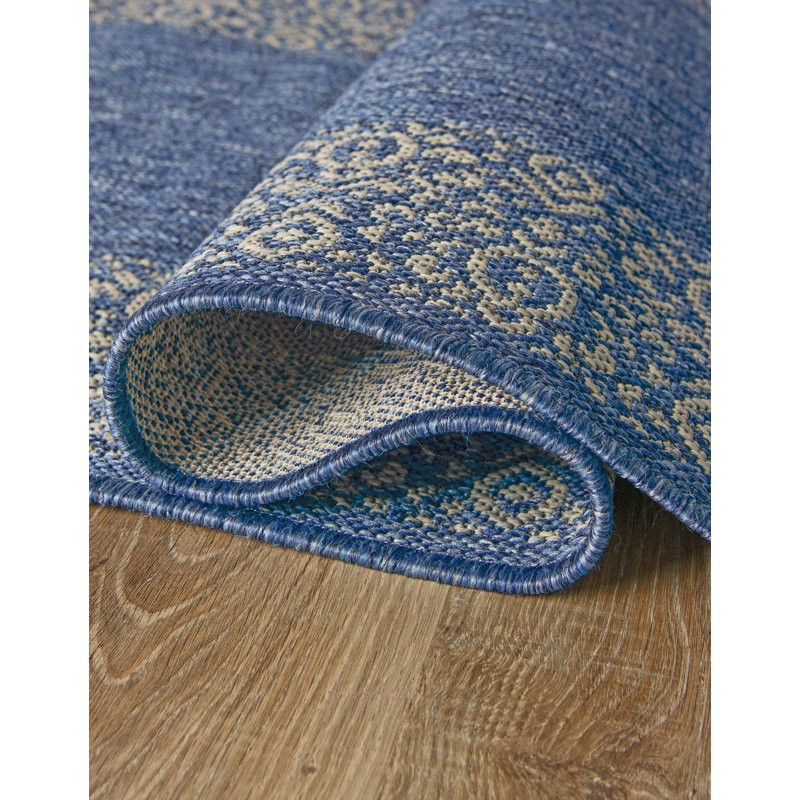 Lamere Oriental Blue Indoor/Outdoor Area Rug, Runner 2' x 5'1"