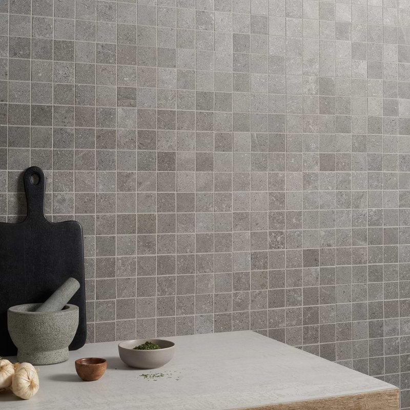New Rock 2X2 Matte Porcelain Mosaic, Fossil Dark Gray