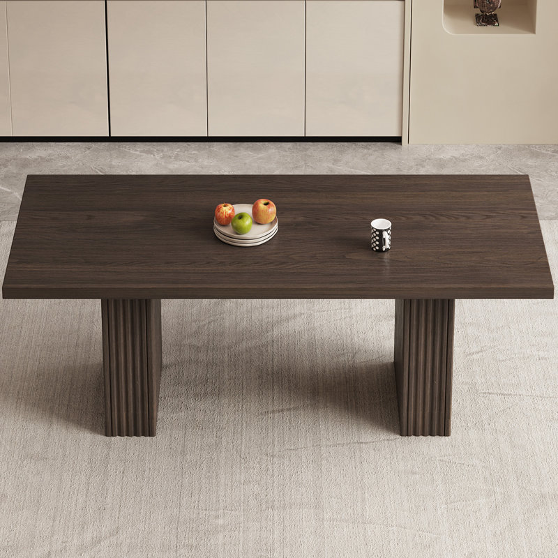 Mid-Century Large Brown Dining Table,66.93" Rectangle Kitchen Table