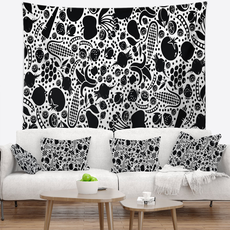 Tapisserie à motif floral de fruits et légumes, H 50 po x l 60 po