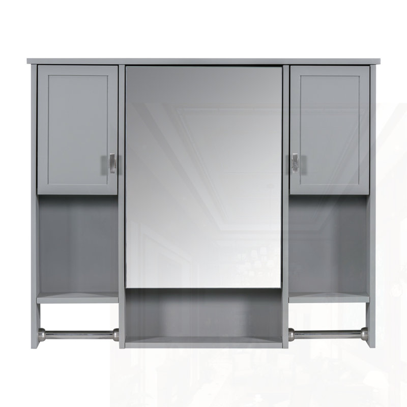 Modern Wall Mounted Bathroom Storage Cabinet, Gray