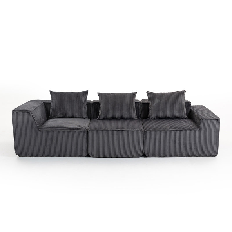 Boneless Multi person modular compression sofa that can be freely combined-33005-3, Gray