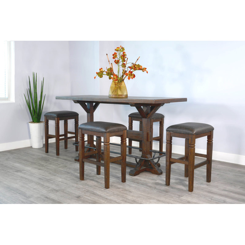 Homestead Rectangular Pub Table Set with Stools, 5 Pieces: Table, 4 Chairs