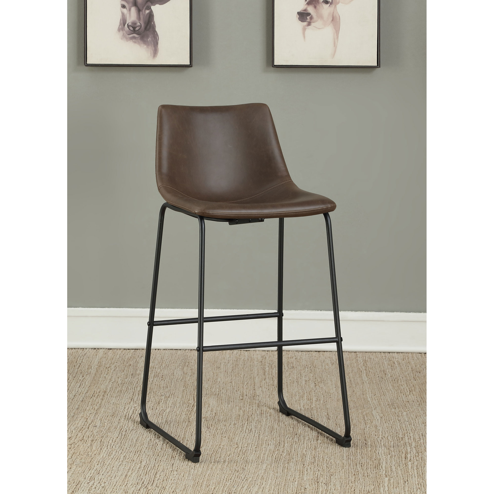 Dorielle Transitional 34" Counter Stool, Bar Stool (29" Seat Height), Light Brown