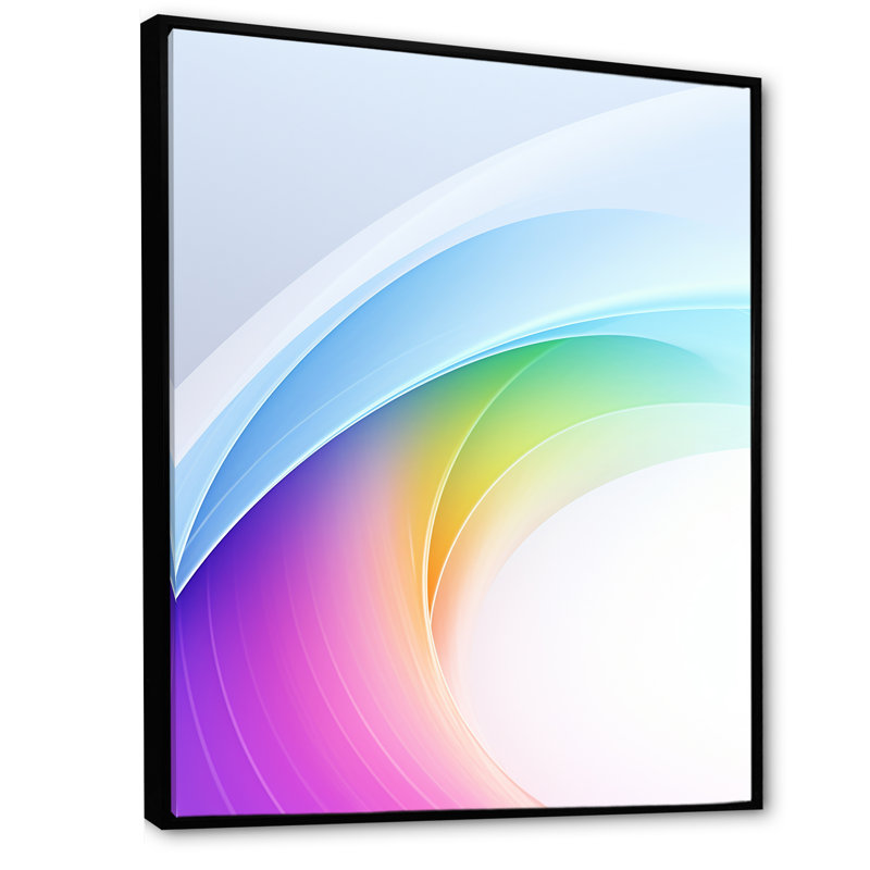 Rainbow Whispering Spectrum - formes abstraites, art mural sur toile, H 32 po x l 24 po x P 1 po, Cadre flottant noir