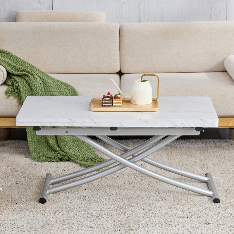 Brailee Metal Base Dining Table, White, Silver