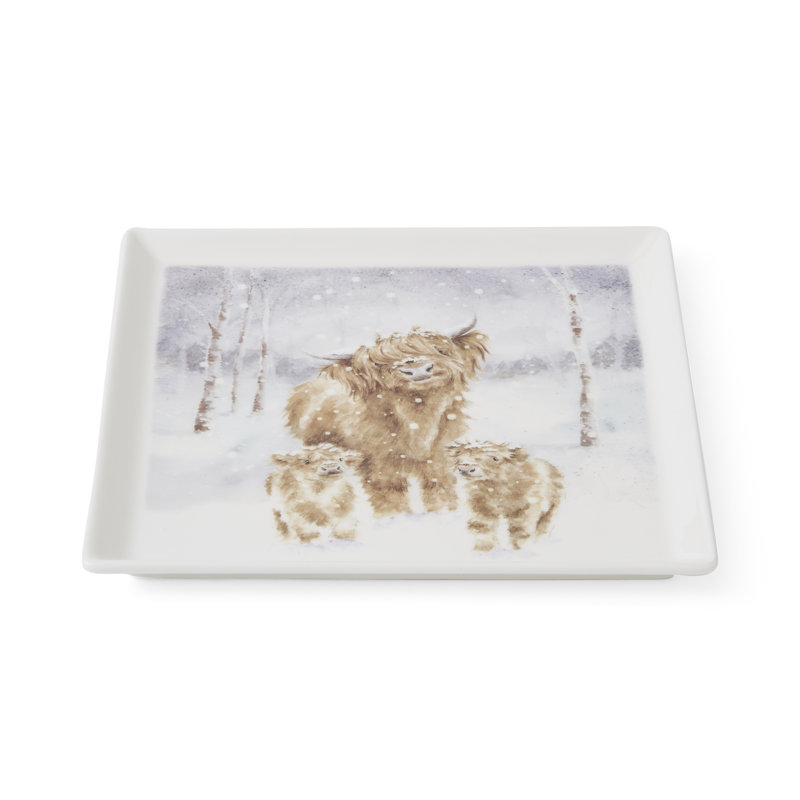 Assiette carrée (vache Highland)