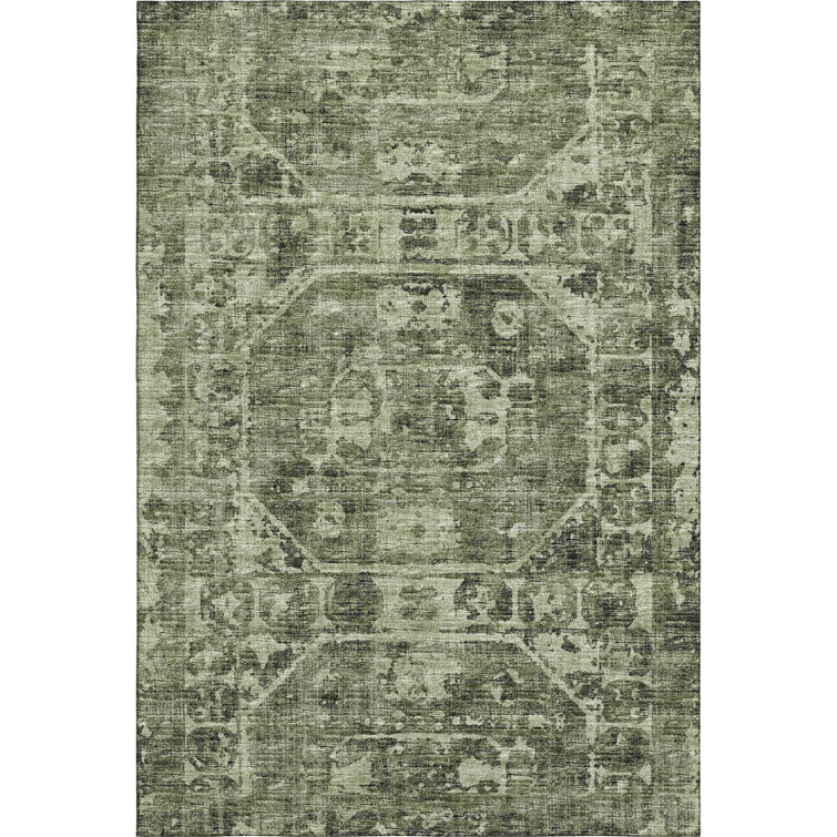 Premium Machine Washable Kelsa AMF41 Olive Rug