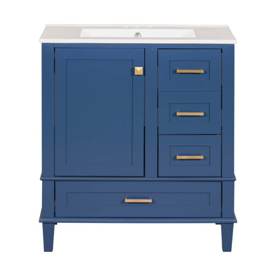 Meuble-lavabo de salle de bain, armoire de salle de bain avec lavabo, armoire de rangement de salle de bain avec porte à fermeture douce