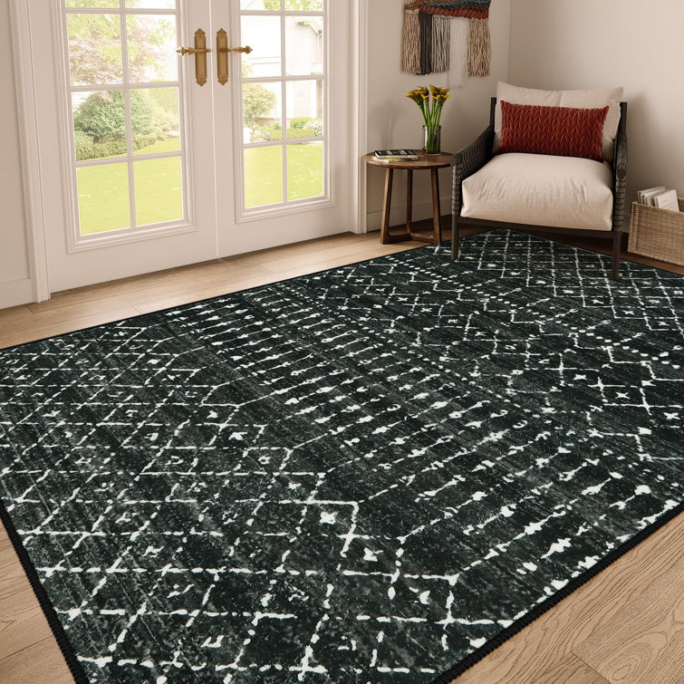 Linear Geometry Plush Area Rug – Modern Textured Accent with Non-Slip Base