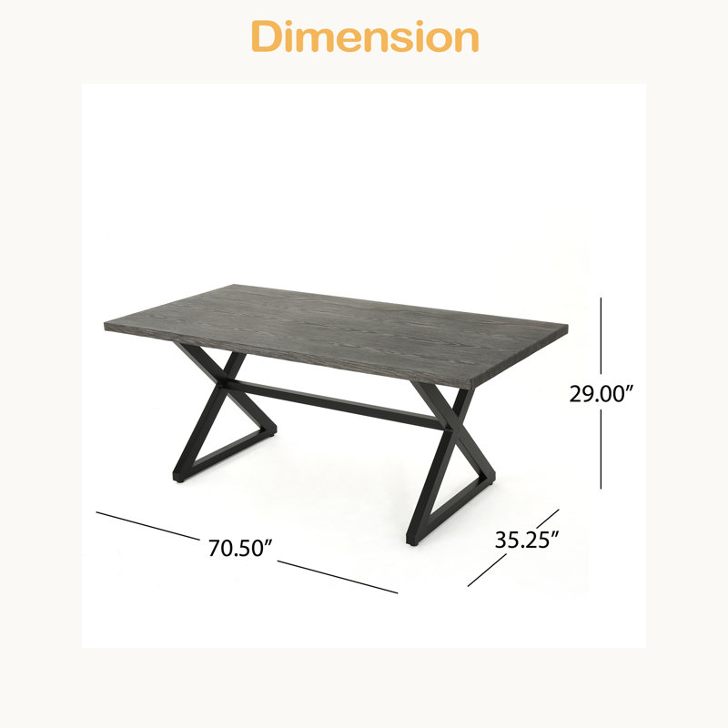 Table de salle à manger d'extérieur en aluminium avec structure en acier, Gris