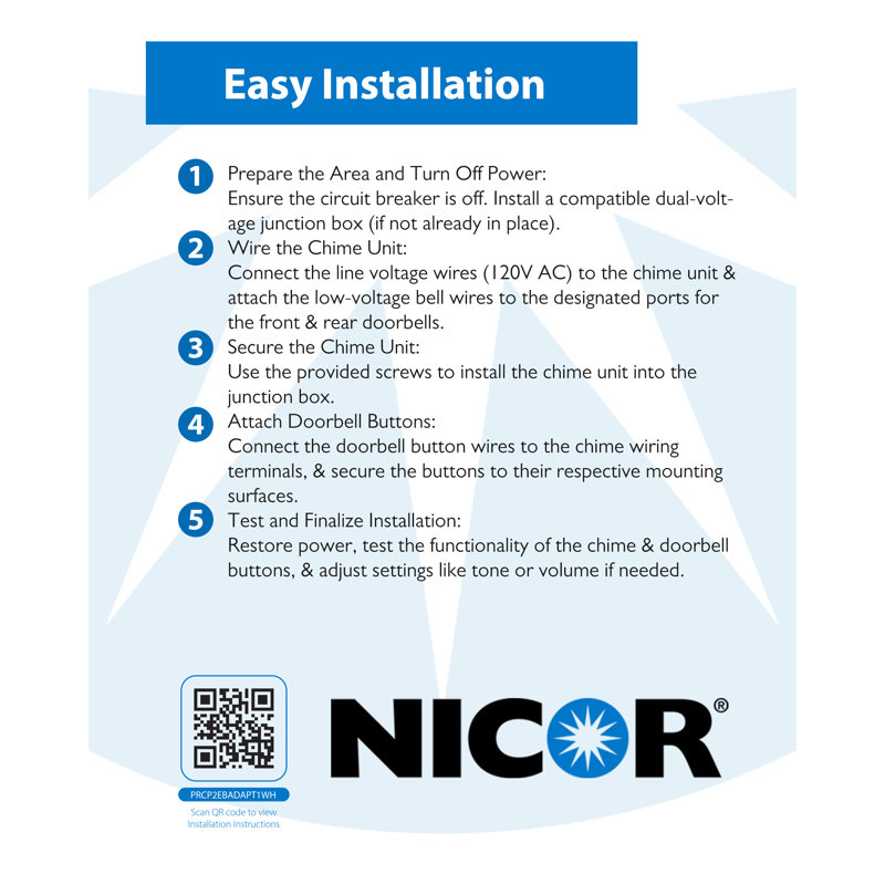 Ensemble de carillon de sonnette compatible vidéo Primechime Plus 2 avec adaptateur Ecobee