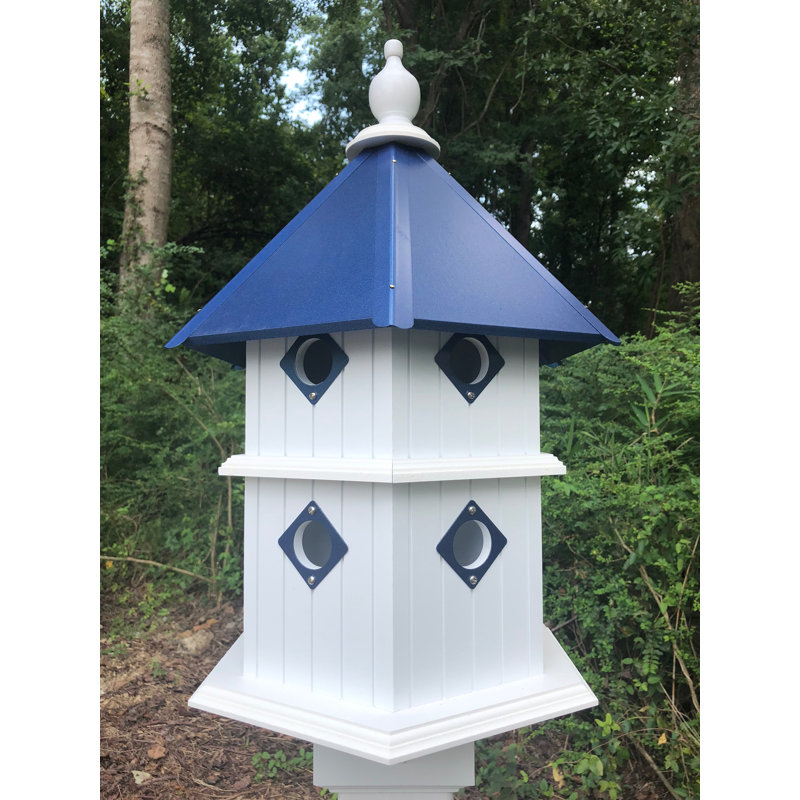 De Soto 27.375'' H x 16.75'' W x 16.75'' D Post Birdhouse, Cobalt Blue
