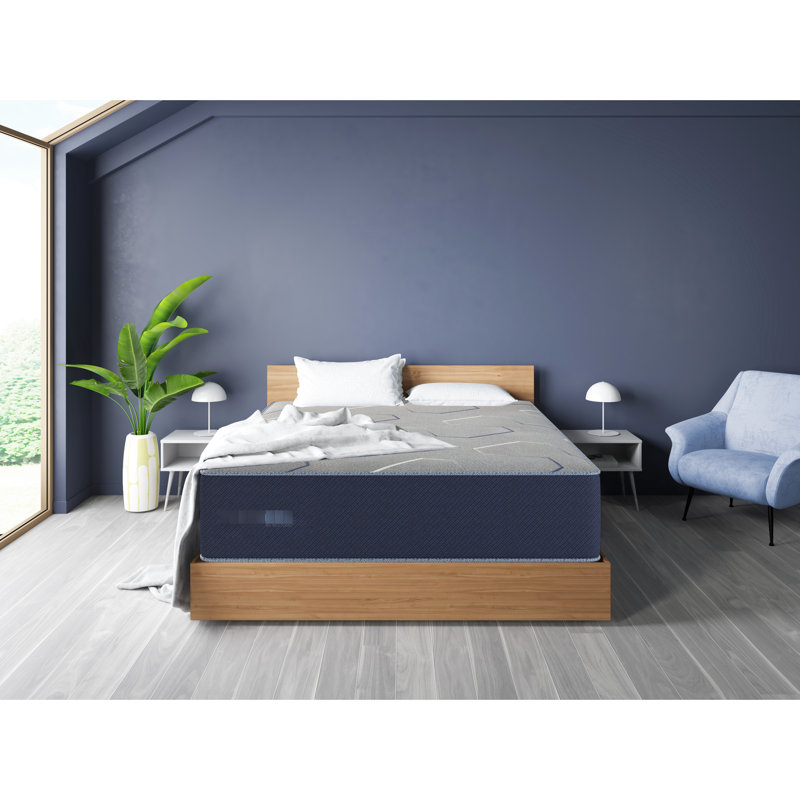 Matelas en mousse bleu marine extra long avec ressorts ensachés individuellement et double refroidissement, profondeur de 80 po, poids de 63 lb plus frais que la mousse à mémoire de forme à coussin de genoux, avec milieu merveilleux