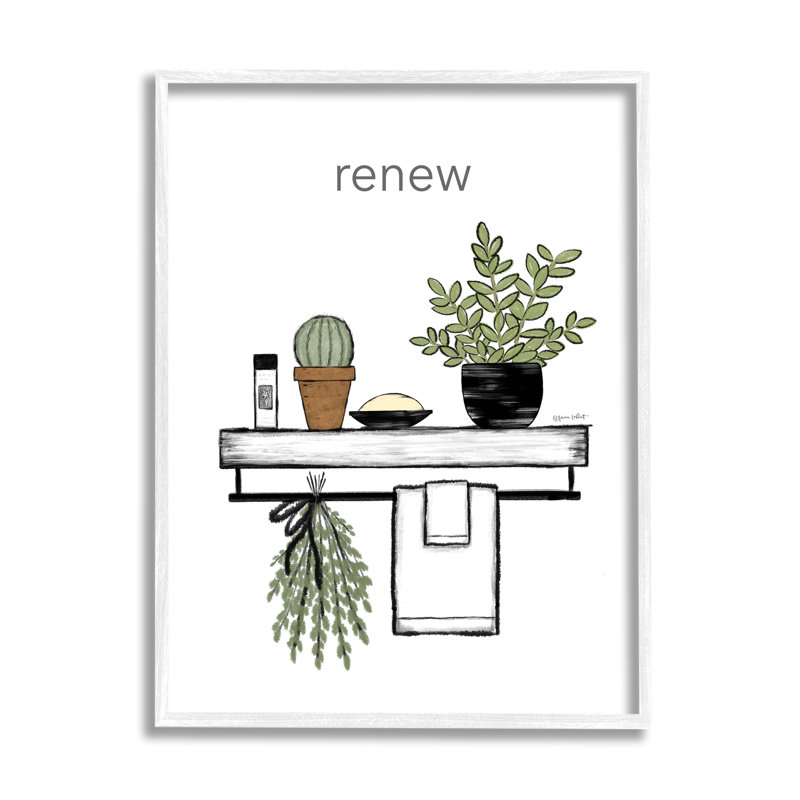 «Renew Bathroom Botanical Spa Plants», art de la giclée encadrée par Annie Lapoint, H 20 po x l 16 po x P 1,5 po