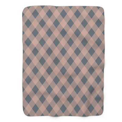 Coral Gunmetal Plaid - 1 Piece Premium Sherpa Blanket
