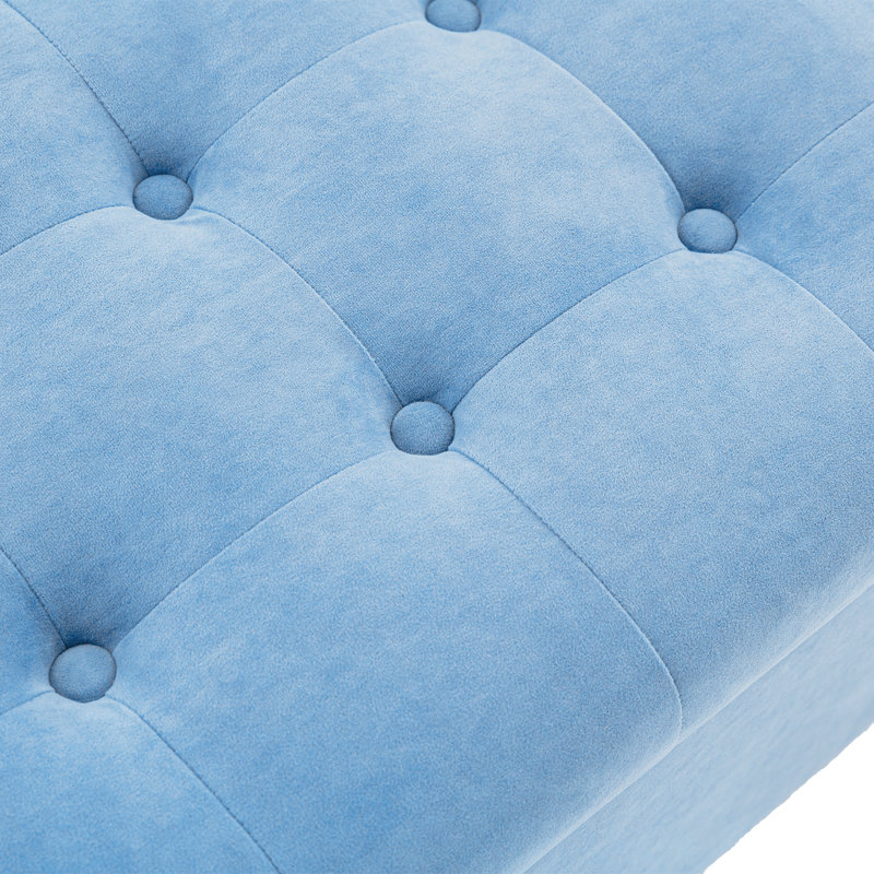 Banc de rangement rembourré Damareion, Bleu clair