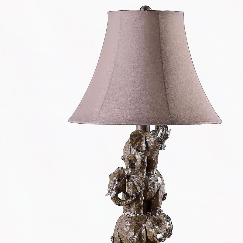 Lampe de table en polyrésine empilée 21 "In Wildlife 3 Elephants
